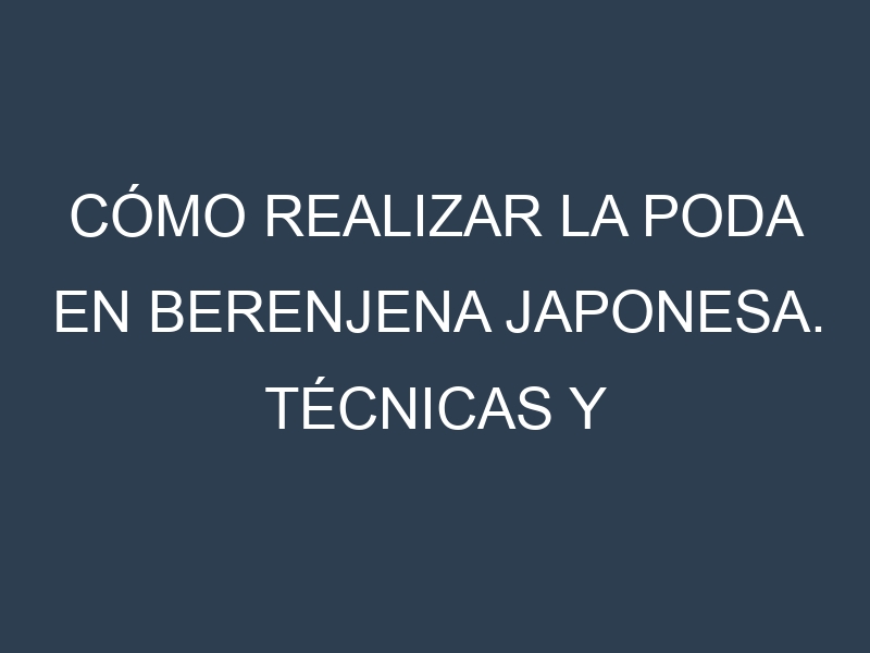 Cómo Realizar la Poda en Berenjena japonesa. Técnicas y Poda de formación.