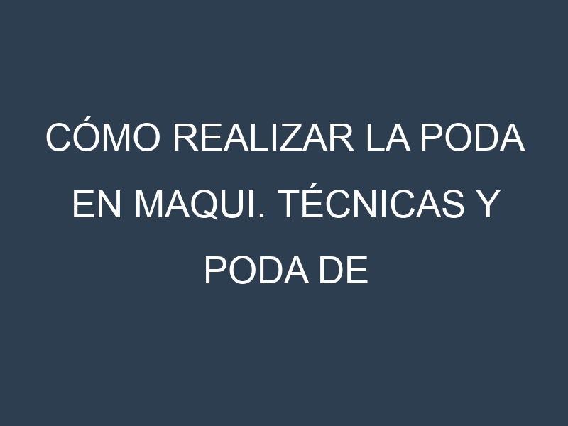 Cómo Realizar la Poda en Maqui. Técnicas y Poda de formación.
