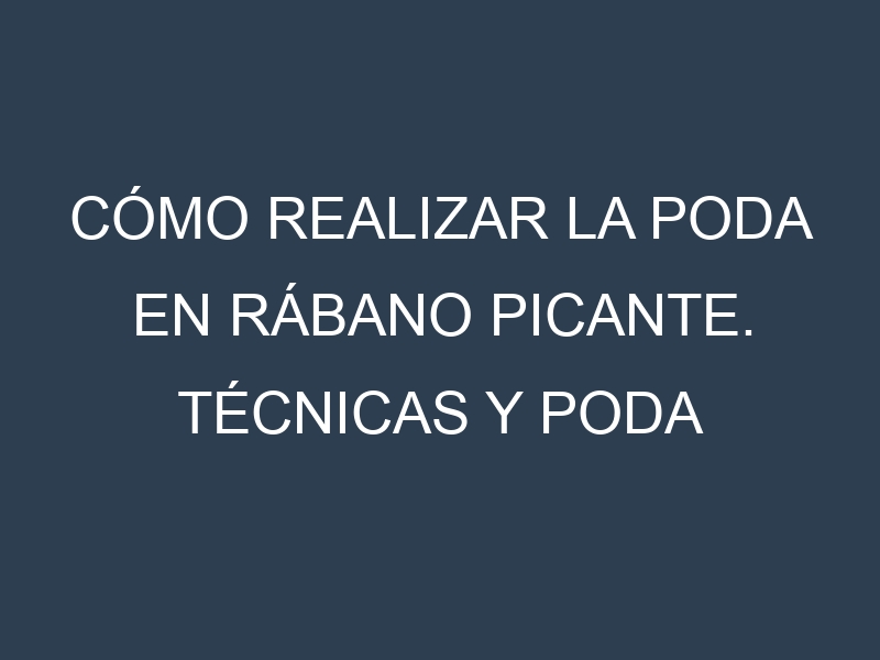 Cómo Realizar la Poda en Rábano picante. Técnicas y Poda de formación.