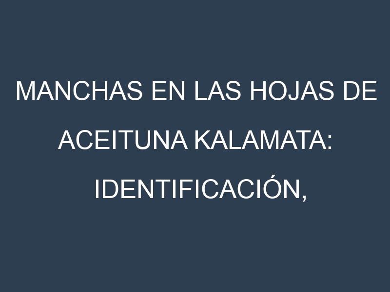 Manchas en las hojas de Aceituna Kalamata: Identificación, Causas y Estrategias de Control Efectivo