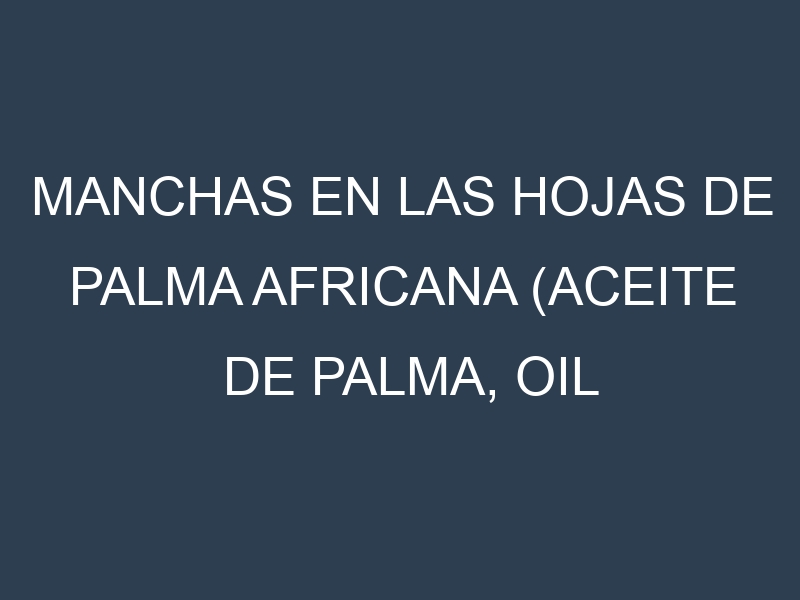 Manchas en las hojas de Palma africana (Aceite de palma, oil palm): Identificación, Causas y Estrategias de Control Efectivo