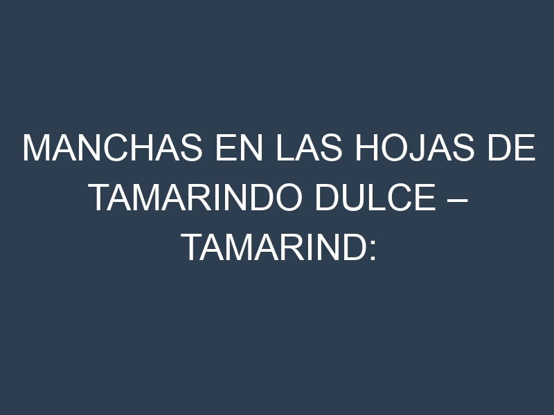 Manchas en las hojas de Tamarindo dulce – Tamarind: Identificación, Causas y Estrategias de Control Efectivo