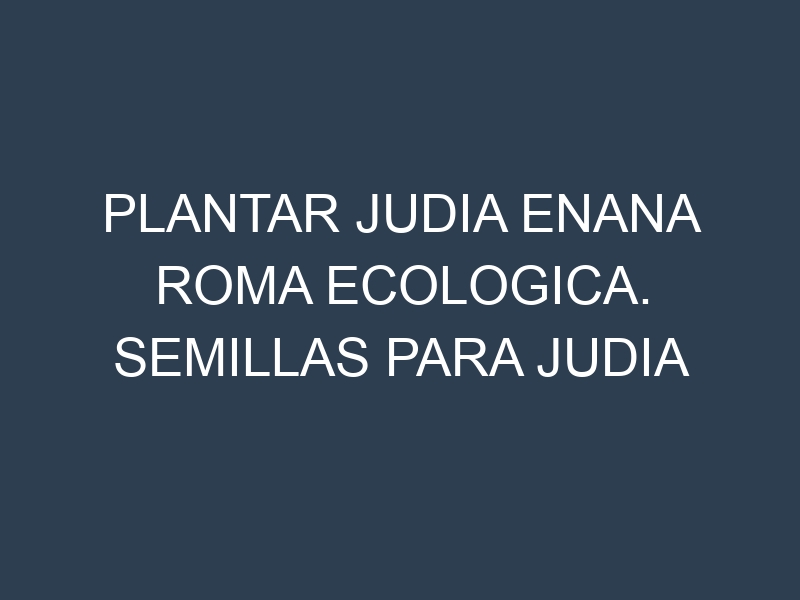 Plantar Judia Enana Roma Ecologica. Semillas para Judia Enana Roma Ecologica. Enfermedades Judia Enana Roma Ecologica.