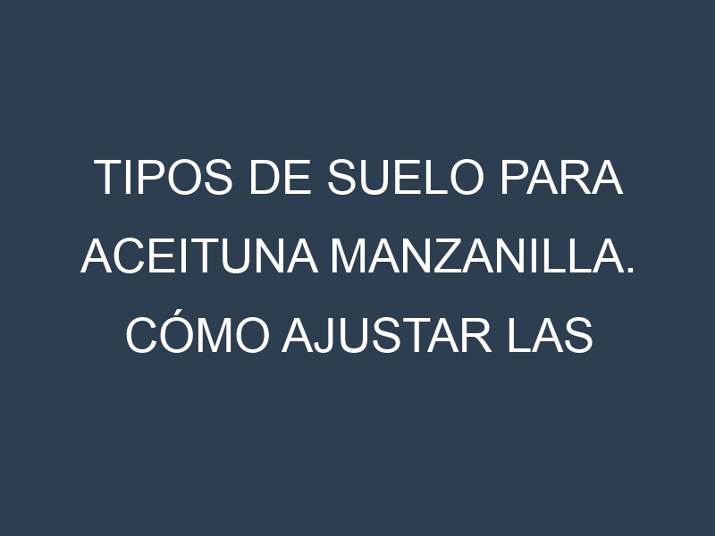 Tipos de suelo para Aceituna manzanilla. Cómo ajustar las condiciones del suelo.