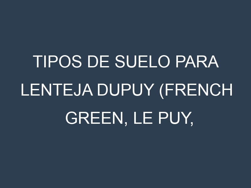Tipos de suelo para Lenteja Dupuy (French Green, Le Puy, Green Lentille, Castelluccio, Dupuy). Cómo ajustar las condiciones del suelo.