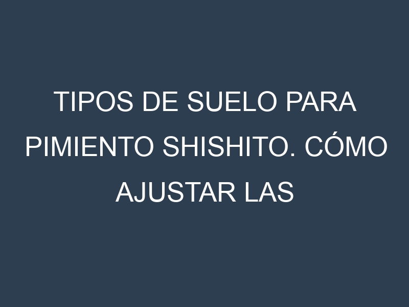 Tipos de suelo para Pimiento shishito. Cómo ajustar las condiciones del suelo.