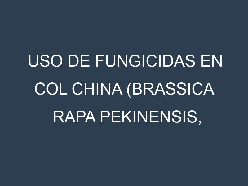 Uso de Fungicidas en Col china (Brassica rapa pekinensis, Napa, Michihli, Wong Bok): Todo lo que Necesitas Saber