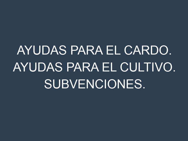 Ayudas para el Cardo. Ayudas para el cultivo. Subvenciones.