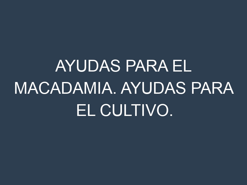 Ayudas para el Macadamia. Ayudas para el cultivo. Subvenciones.