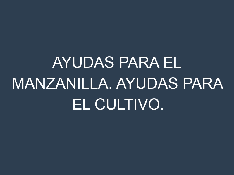 Ayudas para el Manzanilla. Ayudas para el cultivo. Subvenciones.