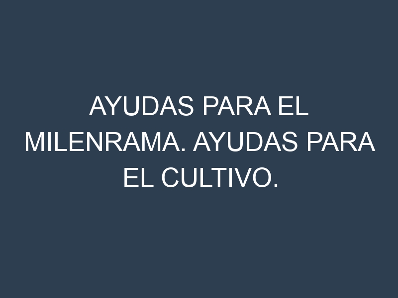Ayudas para el Milenrama. Ayudas para el cultivo. Subvenciones.