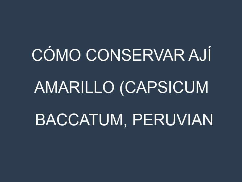 Cómo conservar Ají amarillo (Capsicum baccatum, Peruvian aji, Ají escabeche, Ají mirasol).