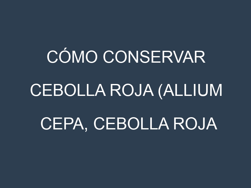 Cómo conservar Cebolla roja (Allium cepa, Cebolla roja común, Cebolla roja dulce).