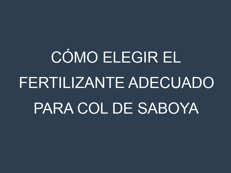Cómo Elegir el Fertilizante Adecuado para Col de Saboya