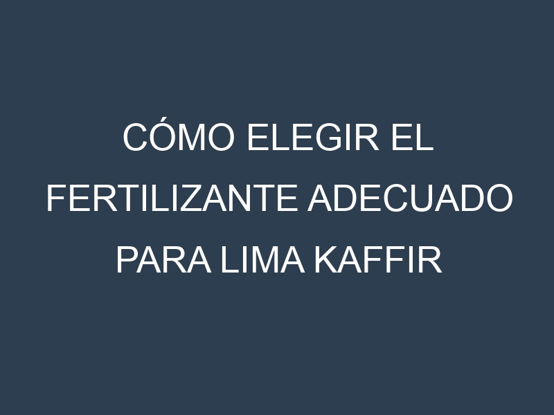 Cómo Elegir el Fertilizante Adecuado para Lima kaffir (Citrus hystrix, kaffir lime)