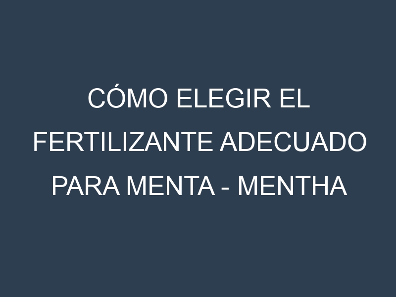 Cómo Elegir el Fertilizante Adecuado para Menta – Mentha spicata