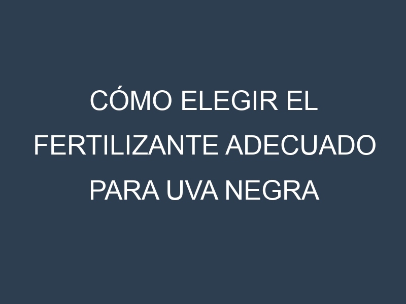 Cómo Elegir el Fertilizante Adecuado para Uva negra
