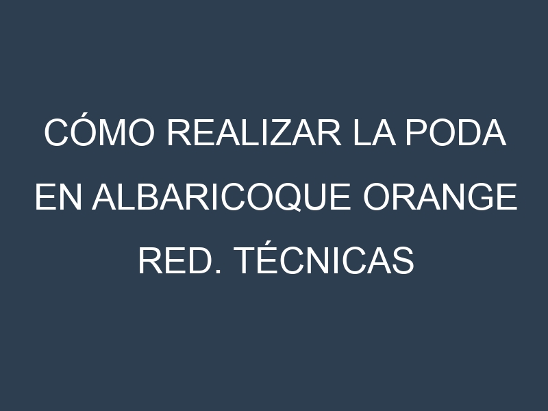 Cómo Realizar la Poda en Albaricoque Orange Red. Técnicas y Poda de formación.