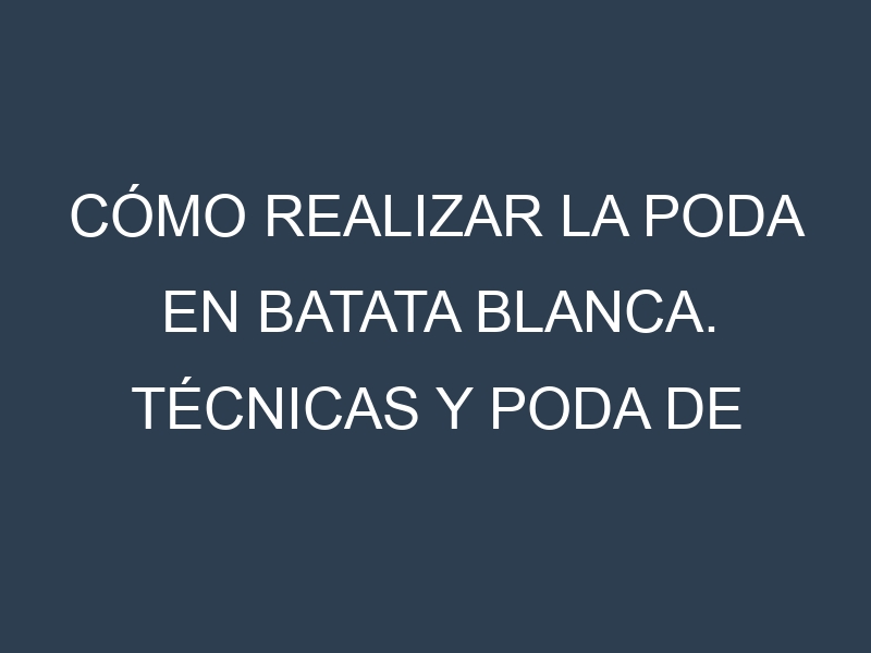 Cómo Realizar la Poda en Batata blanca. Técnicas y Poda de formación.