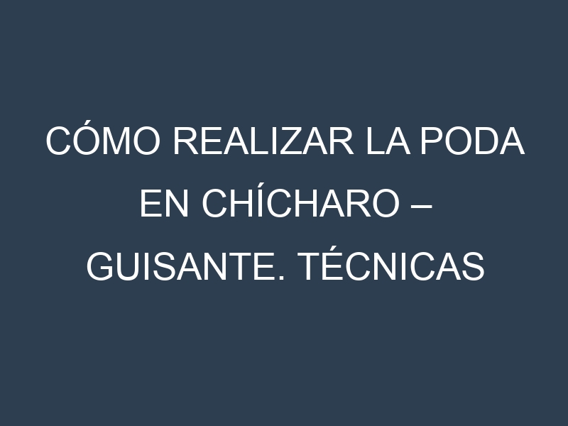 Cómo Realizar la Poda en Chícharo – Guisante. Técnicas y Poda de formación.