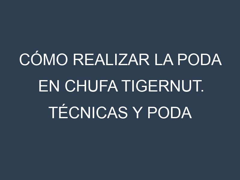 Cómo Realizar la Poda en Chufa tigernut. Técnicas y Poda de formación.