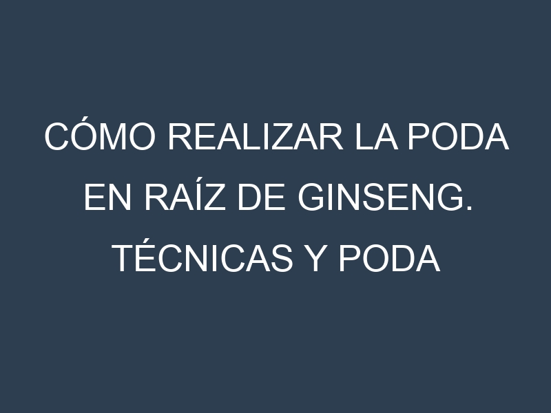 Cómo Realizar la Poda en Raíz de ginseng. Técnicas y Poda de formación.