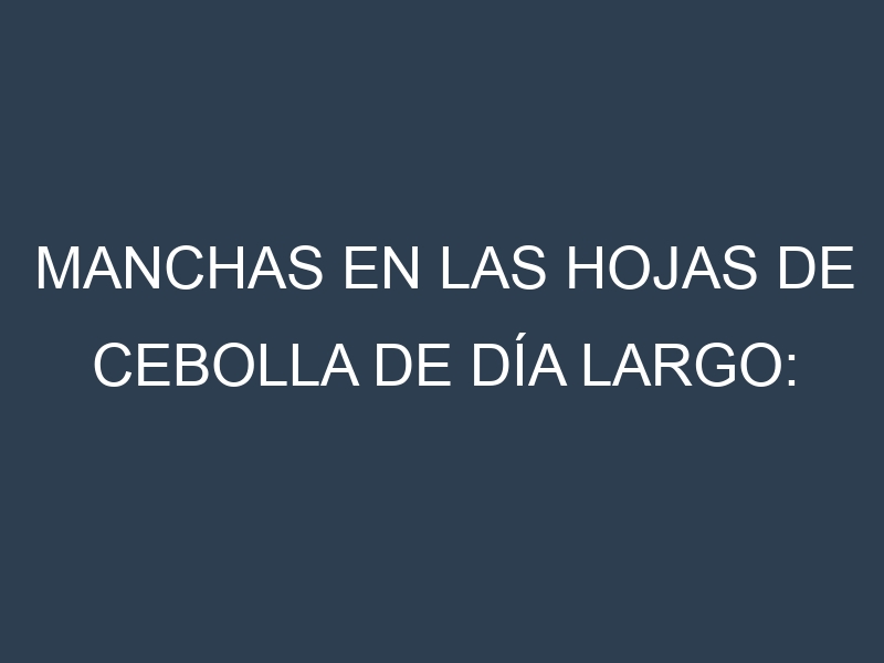 Manchas en las hojas de Cebolla de día largo: Identificación, Causas y Estrategias de Control Efectivo