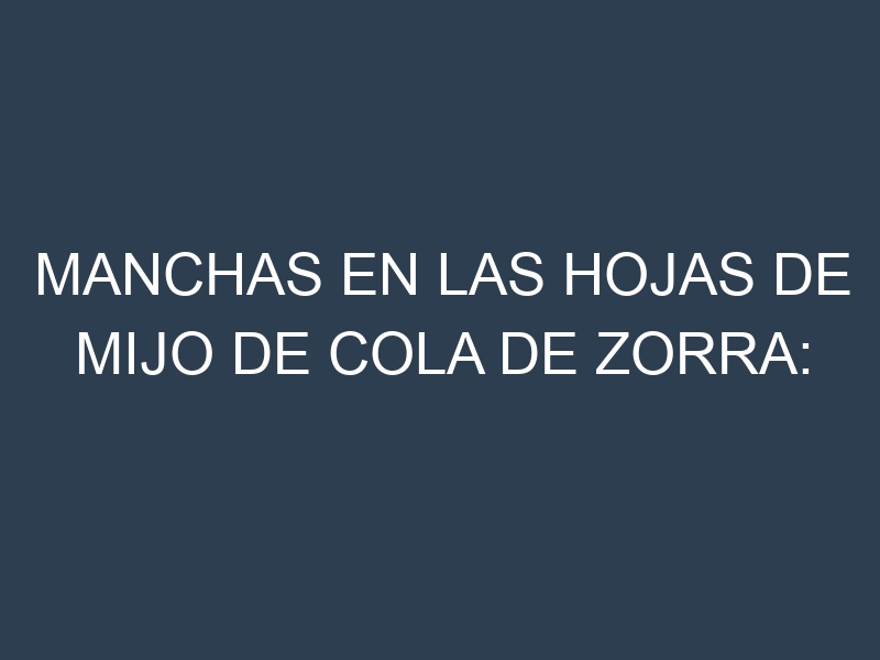 Manchas en las hojas de Mijo de cola de zorra: Identificación, Causas y Estrategias de Control Efectivo