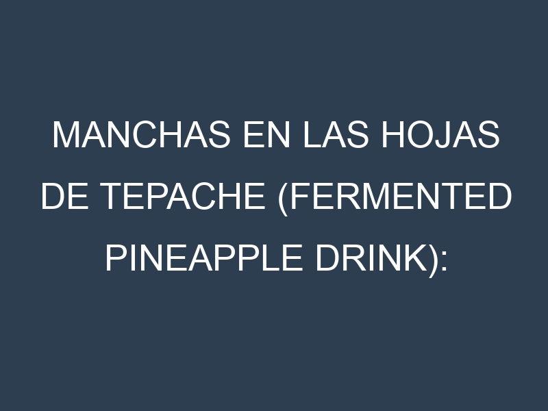 Manchas en las hojas de Tepache (Fermented pineapple drink): Identificación, Causas y Estrategias de Control Efectivo
