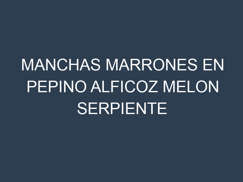 Manchas Marrones en Pepino Alficoz Melon Serpiente