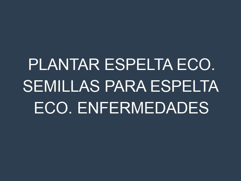 Plantar Espelta Eco. Semillas para Espelta Eco. Enfermedades Espelta Eco.