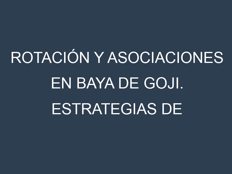 Rotación y Asociaciones en Baya de Goji. Estrategias de rotación y Beneficios de las asociaciones de cultivos.