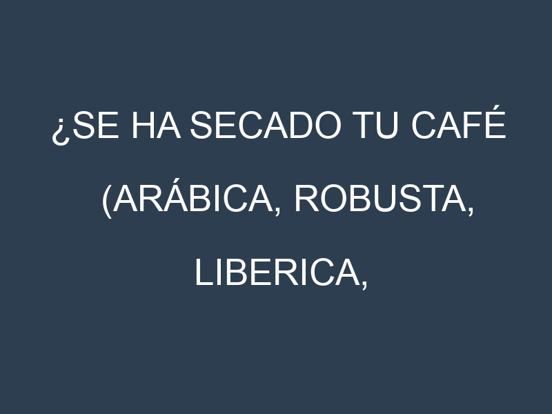 ¿Se ha secado tu Café (Arábica, Robusta, Liberica, Excelsa, Geisha)? Pasos para Detectar, Corregir y Prevenir.