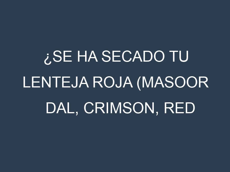 ¿Se ha secado tu Lenteja roja (Masoor Dal, Crimson, Red Chief, Petite Crimson, Scarlet)? Pasos para Detectar, Corregir y Prevenir.