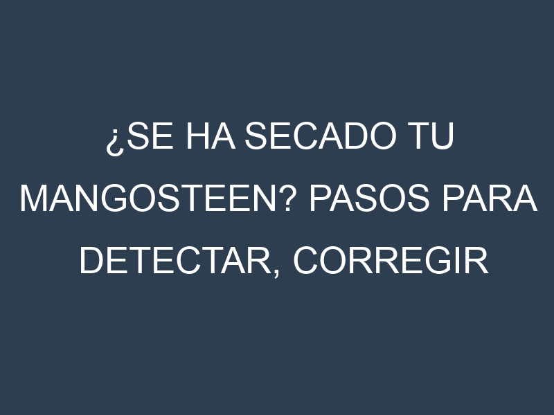 ¿Se ha secado tu Mangosteen? Pasos para Detectar, Corregir y Prevenir.