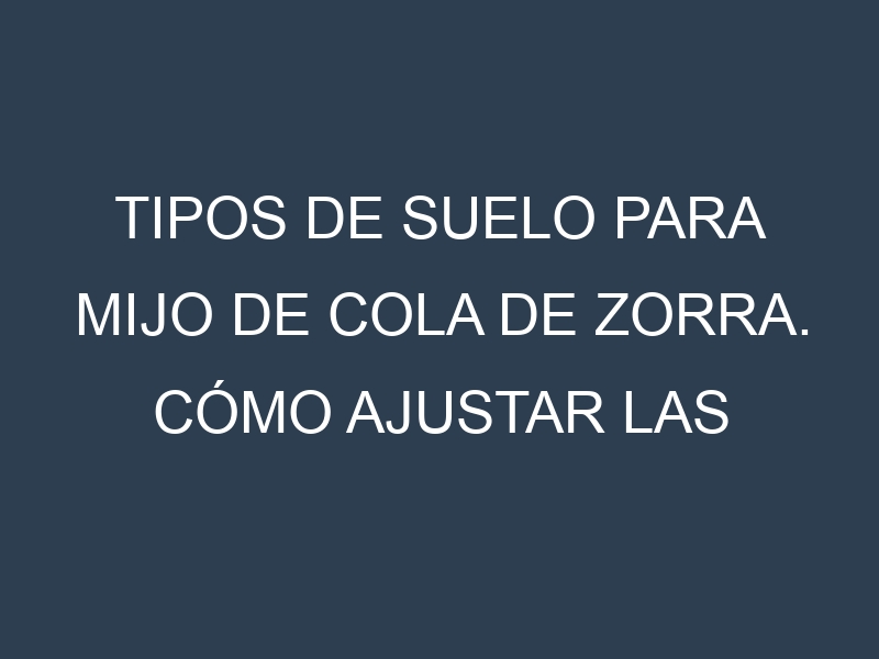 Tipos de suelo para Mijo de cola de zorra. Cómo ajustar las condiciones del suelo.