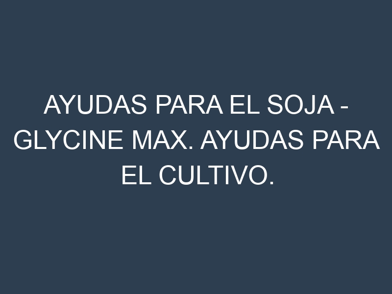 Ayudas para el Soja – Glycine max. Ayudas para el cultivo. Subvenciones.