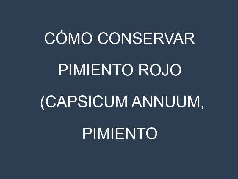 Cómo conservar Pimiento rojo (Capsicum annuum, Pimiento rojo común, Pimiento rojo dulce).