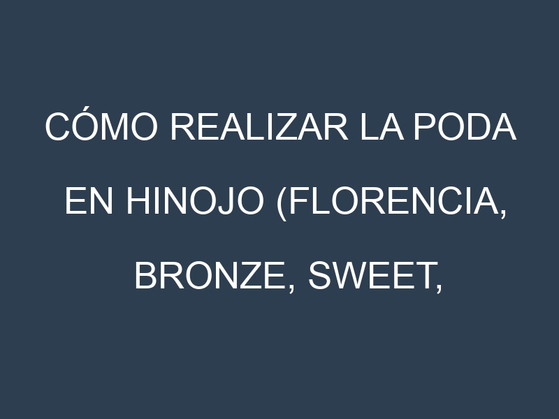 Cómo Realizar la Poda en Hinojo (Florencia, Bronze, Sweet, Zefa Fino, Finale). Técnicas y Poda de formación.