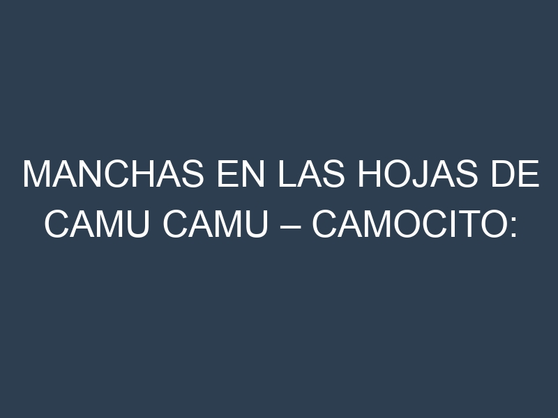 Manchas en las hojas de Camu camu – Camocito: Identificación, Causas y Estrategias de Control Efectivo