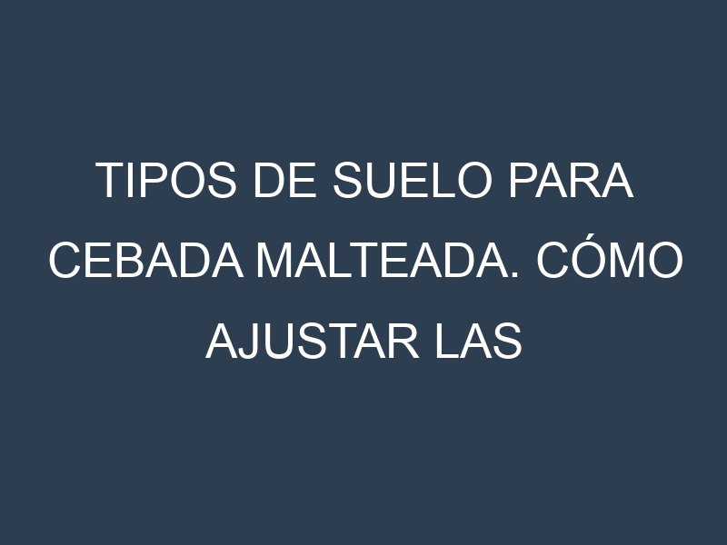 Tipos de suelo para Cebada malteada. Cómo ajustar las condiciones del suelo.
