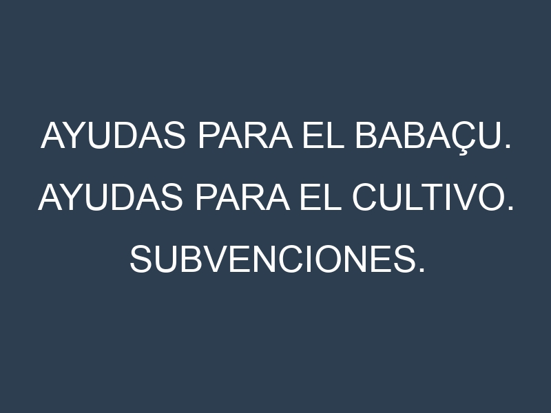 Ayudas para el Babaçu. Ayudas para el cultivo. Subvenciones.
