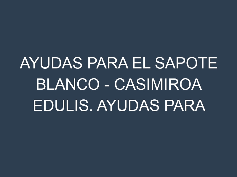 Ayudas para el Sapote Blanco – Casimiroa edulis. Ayudas para el cultivo. Subvenciones.