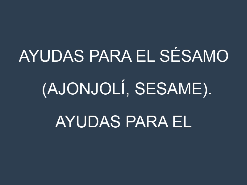 Ayudas para el Sésamo (Ajonjolí, sesame). Ayudas para el cultivo. Subvenciones.