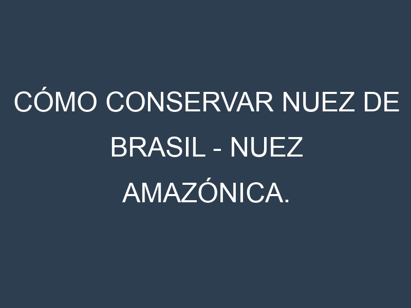 Cómo conservar Nuez de Brasil – Nuez amazónica.