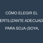 Cómo Elegir el Fertilizante Adecuado para Soja (Soya, Glycine max)