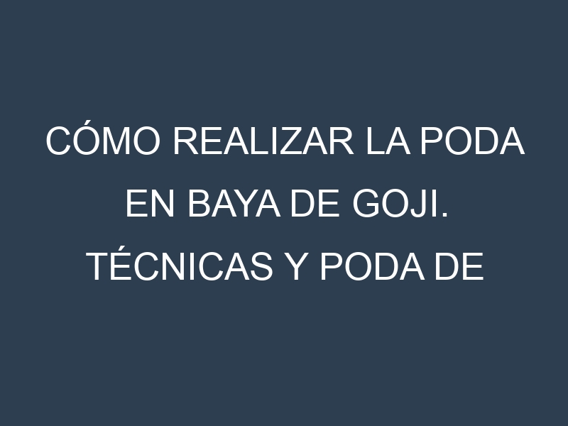 Cómo Realizar la Poda en Baya de Goji. Técnicas y Poda de formación.