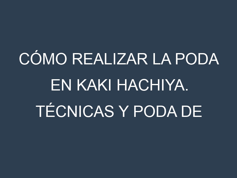 Cómo Realizar la Poda en Kaki Hachiya. Técnicas y Poda de formación.