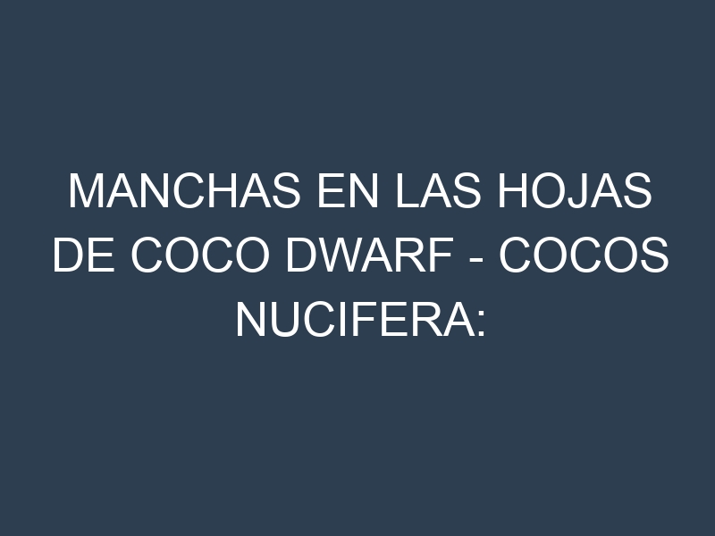 Manchas en las hojas de Coco Dwarf – Cocos nucifera: Identificación, Causas y Estrategias de Control Efectivo