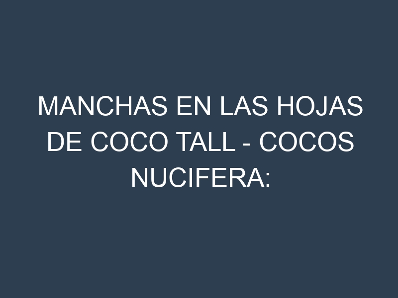 Manchas en las hojas de Coco Tall – Cocos nucifera: Identificación, Causas y Estrategias de Control Efectivo